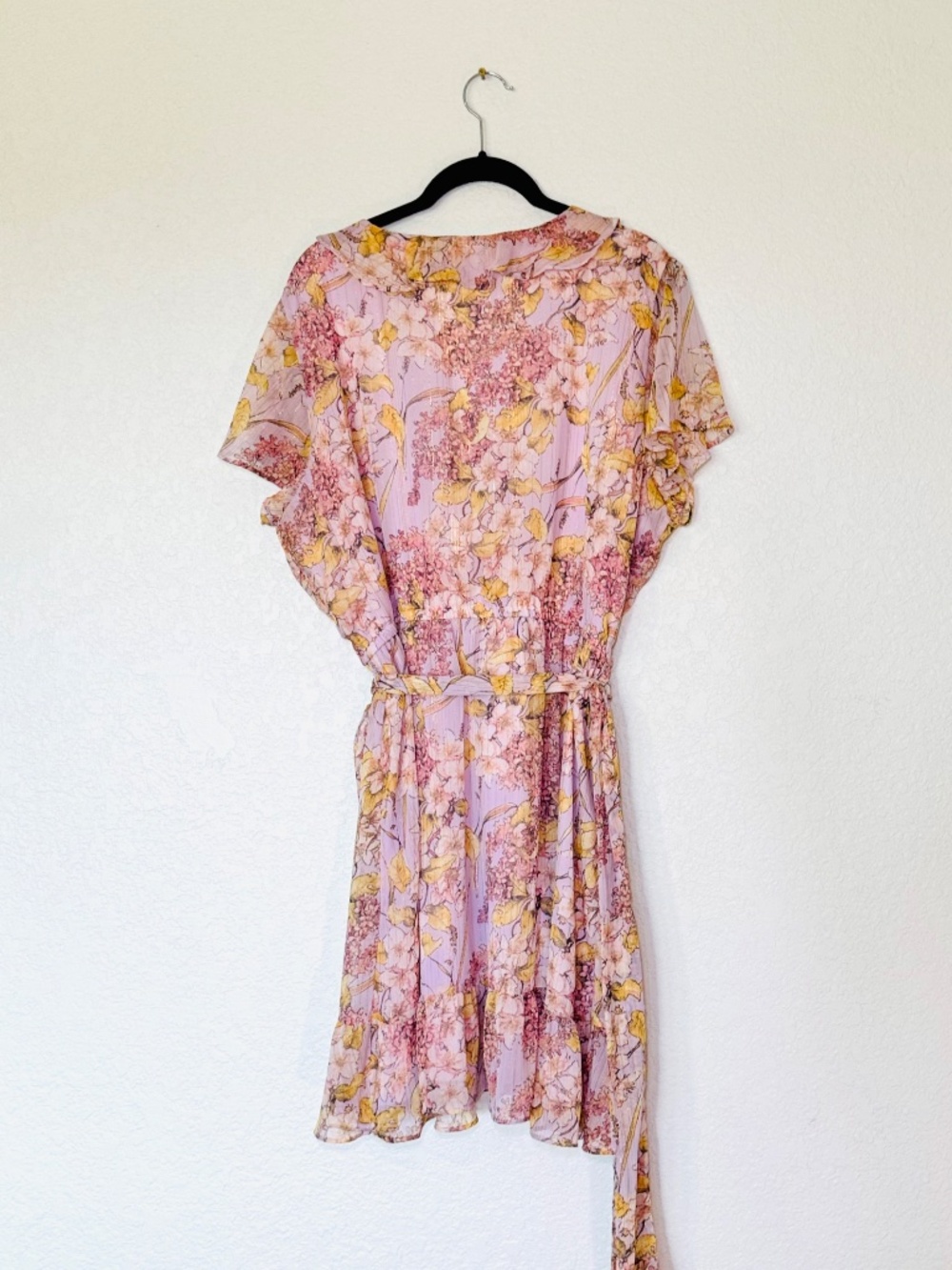 LC Lauren Conrad Dress XXL Ruffle Neck Flutter Pink Floral Romantic Feminine - Picture 6 of 9